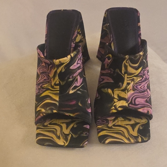 ASOS Nyla Heeled Mules Featuring a Colorful Marble Print and a Flare Block Heel - Picture 5 of 15